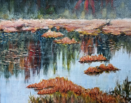 BETWEEN LAND AND SKY 14X11 OIL