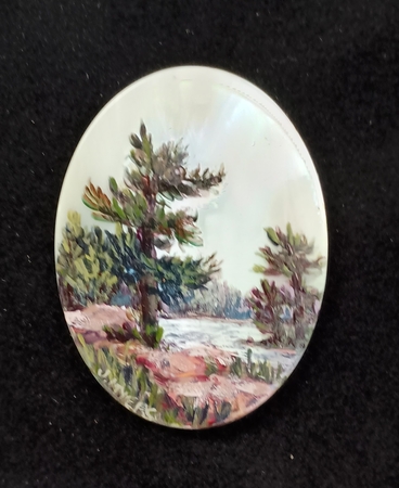 #XXI 30x40mm acrylic on mother of pearl SOLD