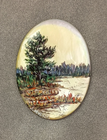 #XXV 30x40mm acrylic on mother of pearl